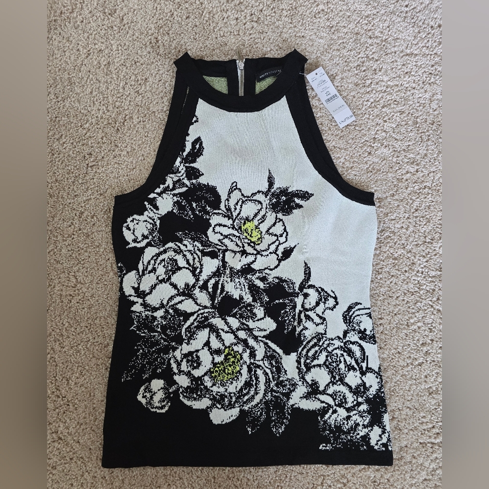 New White House Black Market Floral Tank Size XSP $79 Stretch Lightweight Top